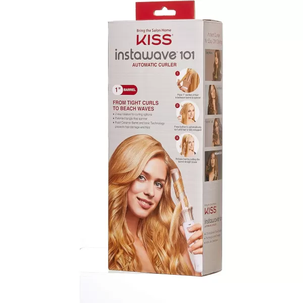 KISS Instawave 101 Automatic Rotating Curling Iron, 1 Inch Pearl Ceramic Tourmaline Barrel Heats Up to 400°, 2 Directional Spinner, Rose Gold Finish, 1.07 Lbs.