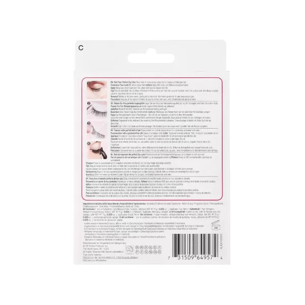 KISS Lash 11 False Eyelashes, Effortless', 12 mm, Includes 1 Pair Of Eyelash, Measuring Tool, Scissors, Lash Adhesive, Applicator, Mirror, Contact Lens Friendly, Easy to Apply, Reusable Strip Lashes
