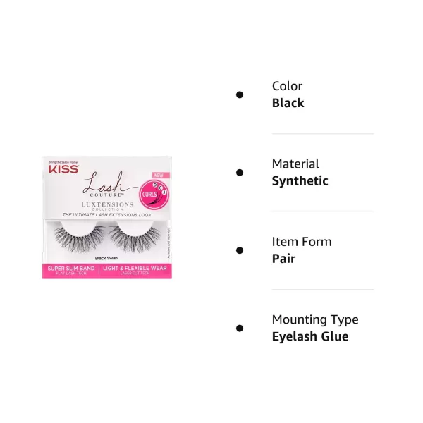 KISS Lash Couture Luxtension False Eyelashes, Royal Silk', 10 mm, Includes 1 Pair Of Lash, Contact Lens Friendly, Easy to Apply, Reusable Strip Lashes