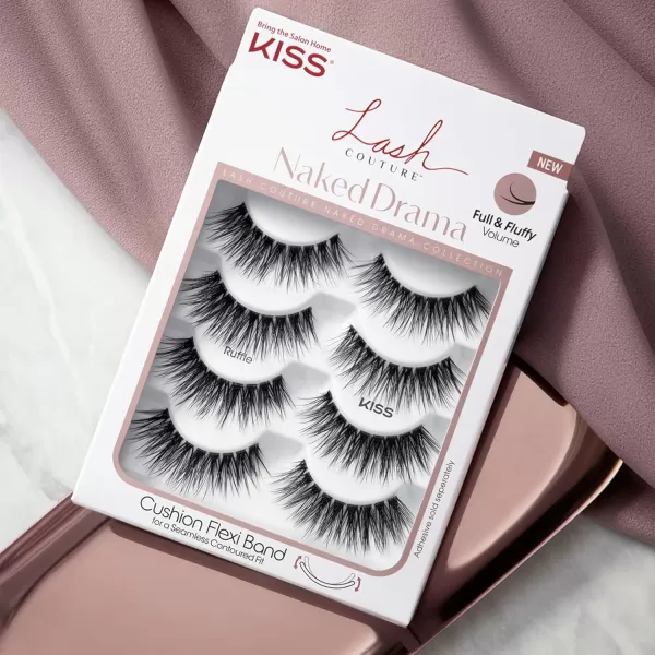 KISS Lash Couture Naked Drama False Eyelashes, Cruise', 16 mm, Includes 4 Pairs Of Lashes, Contact Lens Friendly, Easy to Apply, Reusable Strip Lashes)