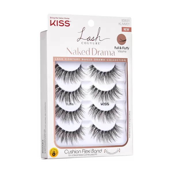 KISS Lash Couture Naked Drama False Eyelashes, Cruise', 16 mm, Includes 4 Pairs Of Lashes, Contact Lens Friendly, Easy to Apply, Reusable Strip Lashes)