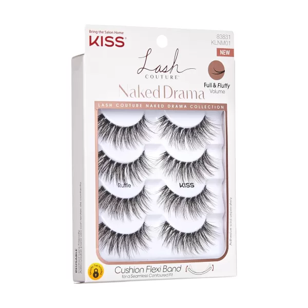 KISS Lash Couture Naked Drama False Eyelashes, Cruise', 16 mm, Includes 4 Pairs Of Lashes, Contact Lens Friendly, Easy to Apply, Reusable Strip Lashes)