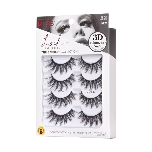 KISS Lash Couture Triple Push Up Collection, 3D Volume False Eyelashes with Triple Design Technology, Multi-Angles &amp; Lengths, Reusable, Style 'Camisole', 1 Pair Fake Eyelashes)