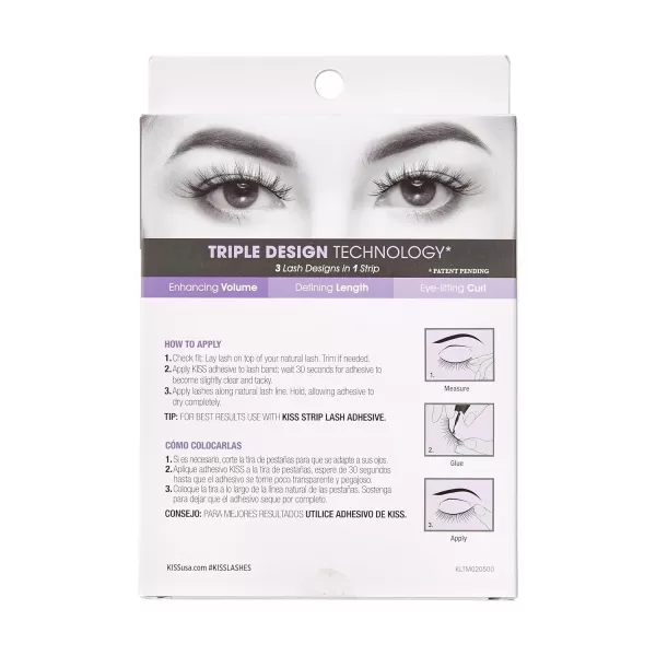 KISS Lash Couture Triple Push Up Collection, 3D Volume False Eyelashes with Triple Design Technology, Multi-Angles &amp; Lengths, Reusable, Style 'Camisole', 1 Pair Fake Eyelashes)