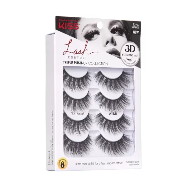 KISS Lash Couture Triple Push Up Collection, 3D Volume False Eyelashes with Triple Design Technology, Multi-Angles &amp; Lengths, Reusable, Style 'Camisole', 1 Pair Fake Eyelashes)