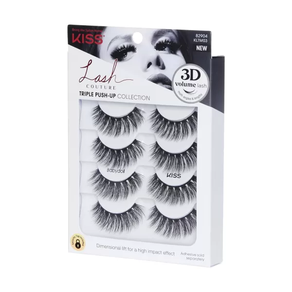 KISS Lash Couture Triple Push Up Collection, 3D Volume False Eyelashes with Triple Design Technology, Multi-Angles &amp; Lengths, Reusable, Style 'Camisole', 1 Pair Fake Eyelashes)