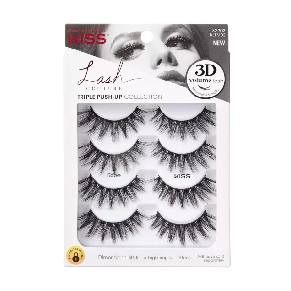 KISS Lash Couture Triple Push Up Collection, 3D Volume False Eyelashes with Triple Design Technology, Multi-Angles &amp; Lengths, Reusable, Style 'Camisole', 1 Pair Fake Eyelashes)