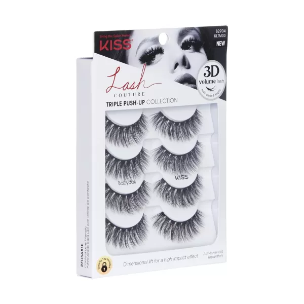 KISS Lash Couture Triple Push Up Collection, 3D Volume False Eyelashes with Triple Design Technology, Multi-Angles &amp; Lengths, Reusable, Style 'Camisole', 1 Pair Fake Eyelashes)