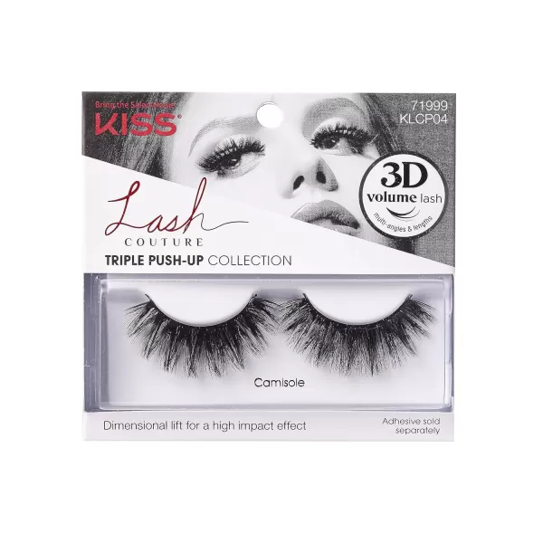 KISS Lash Couture Triple Push Up Collection, 3D Volume False Eyelashes with Triple Design Technology, Multi-Angles &amp; Lengths, Reusable, Style 'Camisole', 1 Pair Fake Eyelashes)