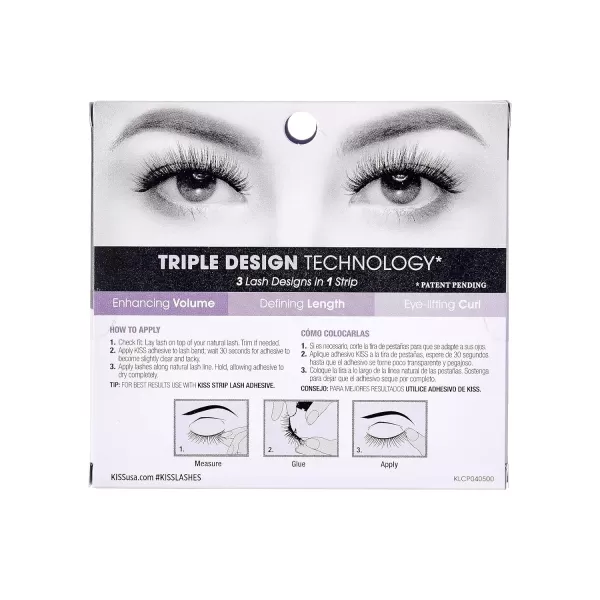 KISS Lash Couture Triple Push Up Collection, 3D Volume False Eyelashes with Triple Design Technology, Multi-Angles &amp; Lengths, Reusable, Style 'Camisole', 1 Pair Fake Eyelashes)