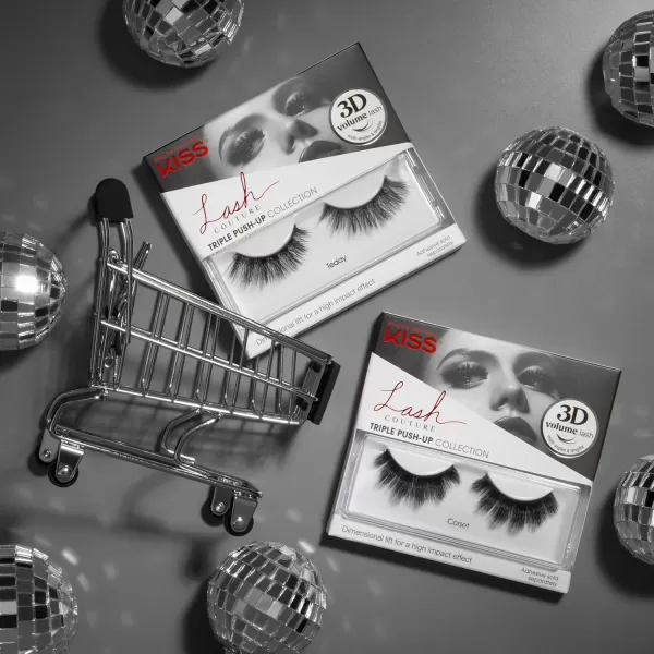 KISS Lash Couture Triple Push Up Collection, 3D Volume False Eyelashes with Triple Design Technology, Multi-Angles &amp; Lengths, Reusable, Style 'Camisole', 1 Pair Fake Eyelashes)