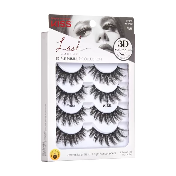 KISS Lash Couture Triple Push Up Collection, 3D Volume False Eyelashes with Triple Design Technology, Multi-Angles &amp; Lengths, Reusable, Style 'Camisole', 1 Pair Fake Eyelashes)