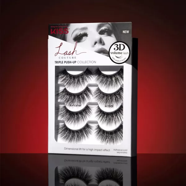 KISS Lash Couture Triple Push Up Collection, 3D Volume False Eyelashes with Triple Design Technology, Multi-Angles &amp; Lengths, Reusable, Style 'Camisole', 1 Pair Fake Eyelashes)