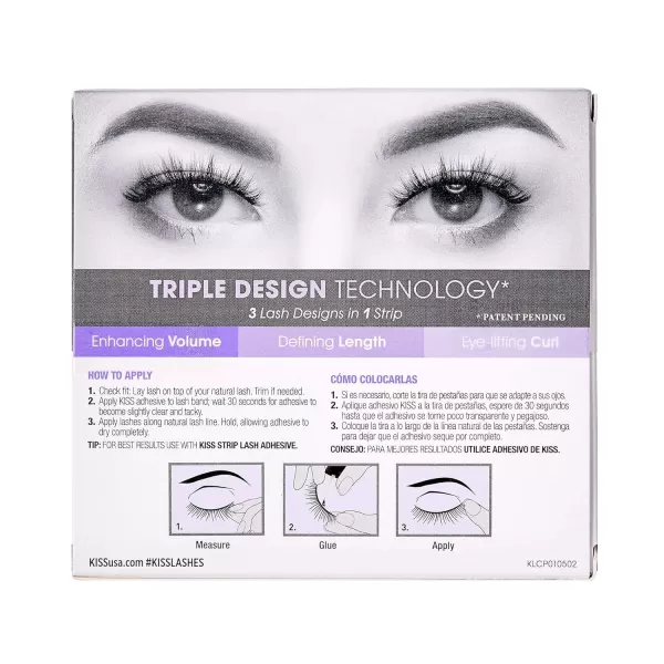 KISS Lash Couture Triple Push Up Collection, 3D Volume False Eyelashes with Triple Design Technology, Multi-Angles &amp; Lengths, Reusable, Style 'Camisole', 1 Pair Fake Eyelashes)