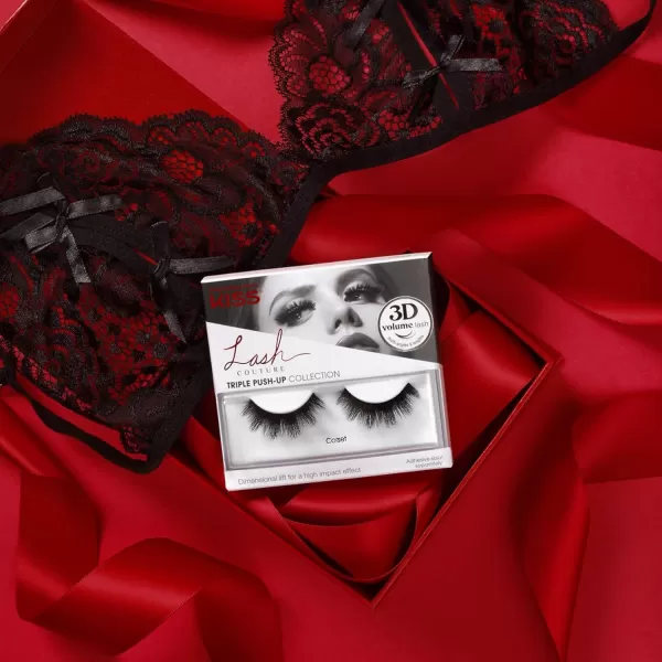 KISS Lash Couture Triple Push Up Collection, 3D Volume False Eyelashes with Triple Design Technology, Multi-Angles &amp; Lengths, Reusable, Style 'Camisole', 1 Pair Fake Eyelashes)