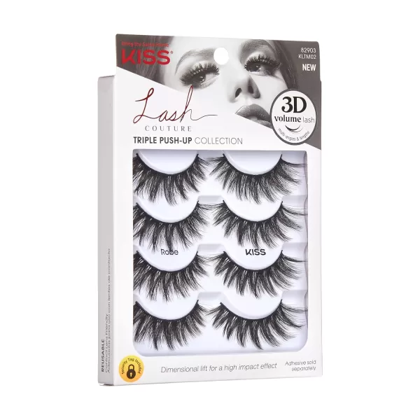 KISS Lash Couture Triple Push Up Collection, 3D Volume False Eyelashes with Triple Design Technology, Multi-Angles &amp; Lengths, Reusable, Style 'Camisole', 1 Pair Fake Eyelashes)