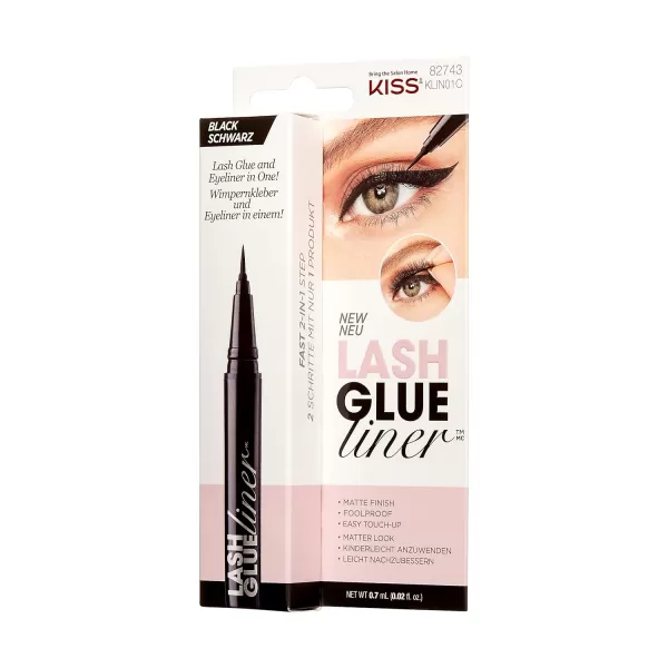 KISS Lash Glueliner, Eyeliner Lash Glue, 2-in-1 Felt-Tip Eyeliner and Lash Adhesive, Includes 1 Glue Liner, Long Lasting Wear, Can Be Used with Strip Lashes and Lash Clusters