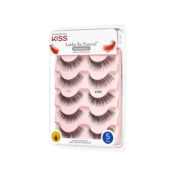 KISS Looks So Natural False Eyelashes, 'Flirty', 12 mm, Includes 1 Pair Of Lash, Contact Lens Friendly, Easy to Apply, Reusable Strip Lashes)