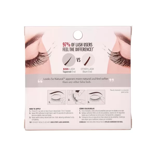 KISS Looks So Natural False Eyelashes, 'Flirty', 12 mm, Includes 1 Pair Of Lash, Contact Lens Friendly, Easy to Apply, Reusable Strip Lashes)