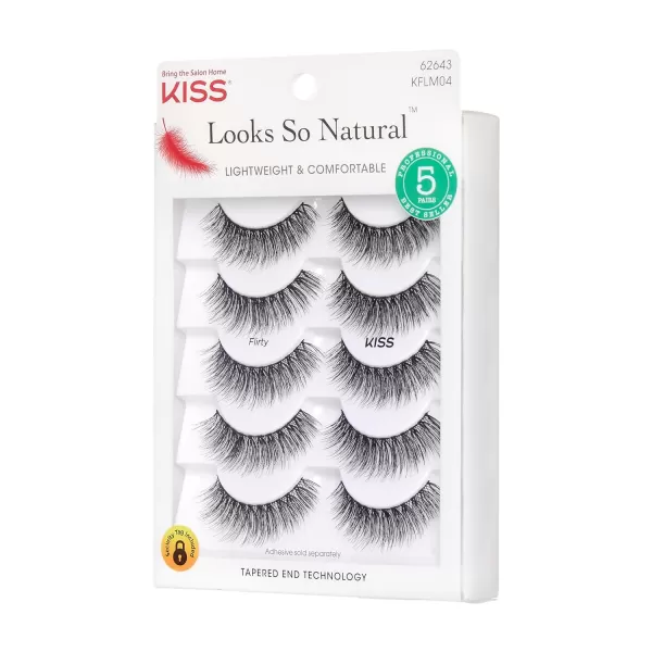 KISS Looks So Natural False Eyelashes, 'Flirty', 12 mm, Includes 1 Pair Of Lash, Contact Lens Friendly, Easy to Apply, Reusable Strip Lashes)