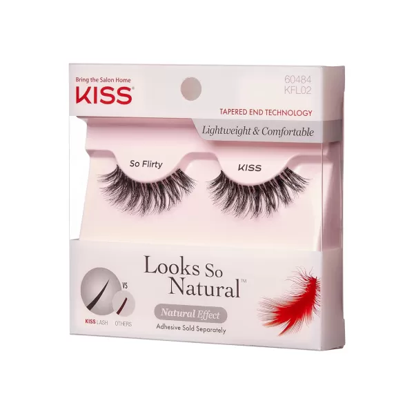 KISS Looks So Natural False Eyelashes, 'Flirty', 12 mm, Includes 1 Pair Of Lash, Contact Lens Friendly, Easy to Apply, Reusable Strip Lashes)