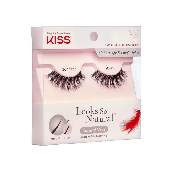 KISS Looks So Natural False Eyelashes, 'Flirty', 12 mm, Includes 1 Pair Of Lash, Contact Lens Friendly, Easy to Apply, Reusable Strip Lashes)