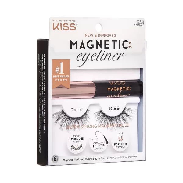KISS Magnetic False Eyelashes, Charm', 12 mm, Includes 1 Pair Of Magnetic Lashes, Contact Lens Friendly, Easy to Apply, Reusable Strip Lashes