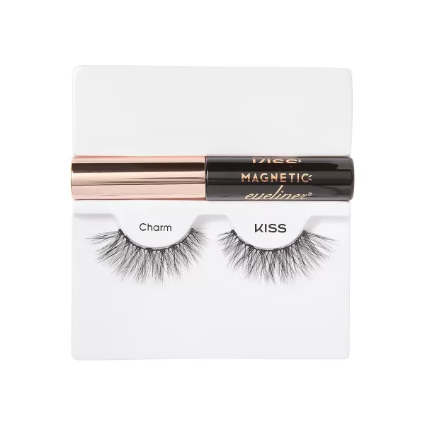 KISS Magnetic False Eyelashes, Charm', 12 mm, Includes 1 Pair Of Magnetic Lashes, Contact Lens Friendly, Easy to Apply, Reusable Strip Lashes