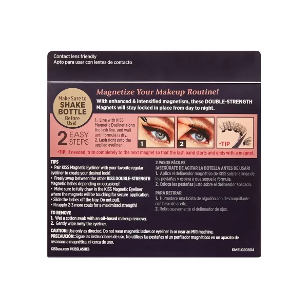 KISS Magnetic False Eyelashes, Charm', 12 mm, Includes 1 Pair Of Magnetic Lashes, Contact Lens Friendly, Easy to Apply, Reusable Strip Lashes