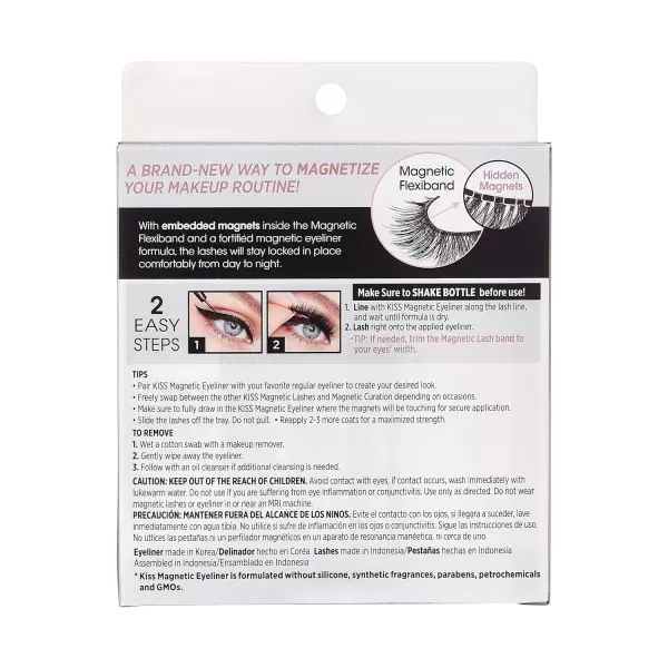 KISS Magnetic False Eyelashes, Charm', 12 mm, Includes 1 Pair Of Magnetic Lashes, Contact Lens Friendly, Easy to Apply, Reusable Strip Lashes