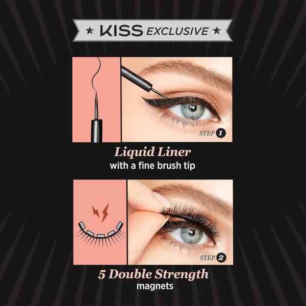 KISS Magnetic False Eyelashes, Charm', 12 mm, Includes 1 Pair Of Magnetic Lashes, Contact Lens Friendly, Easy to Apply, Reusable Strip Lashes