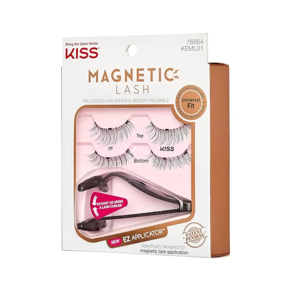 KISS Magnetic False Eyelashes, Charm', 12 mm, Includes 1 Pair Of Magnetic Lashes, Contact Lens Friendly, Easy to Apply, Reusable Strip Lashes