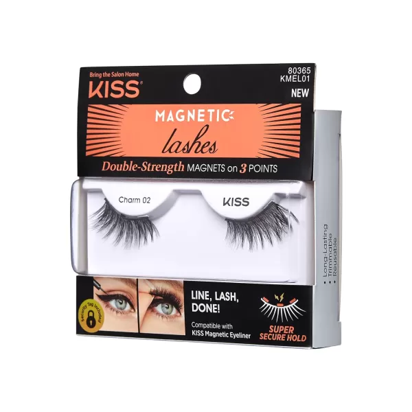 KISS Magnetic False Eyelashes, Charm', 12 mm, Includes 1 Pair Of Magnetic Lashes, Contact Lens Friendly, Easy to Apply, Reusable Strip Lashes