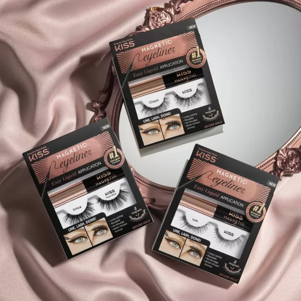 KISS Magnetic False Eyelashes, Charm', 12 mm, Includes 1 Pair Of Magnetic Lashes, Contact Lens Friendly, Easy to Apply, Reusable Strip Lashes