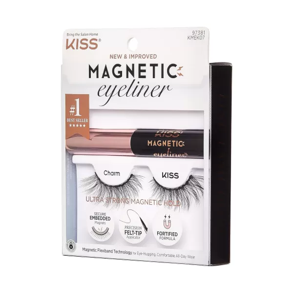 KISS Magnetic False Eyelashes, Charm', 12 mm, Includes 1 Pair Of Magnetic Lashes, Contact Lens Friendly, Easy to Apply, Reusable Strip Lashes
