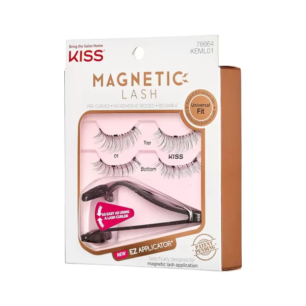 KISS Magnetic False Eyelashes, Charm', 12 mm, Includes 1 Pair Of Magnetic Lashes, Contact Lens Friendly, Easy to Apply, Reusable Strip Lashes