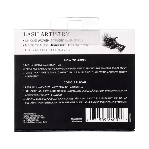 KISS Masterpiece, False Eyelashes, Haute Couture', 16 mm, Includes 1 Pair Of Lash, Contact Lens Friendly, Easy to Apply, Reusable Strip Lashes, Glue On