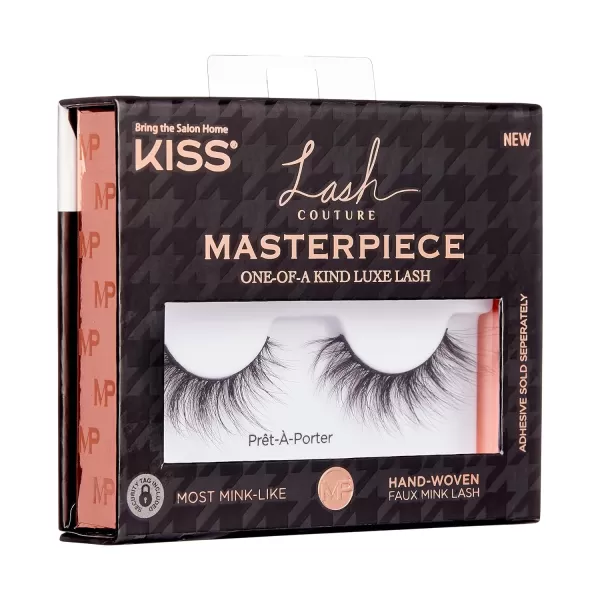 KISS Masterpiece, False Eyelashes, Haute Couture', 16 mm, Includes 1 Pair Of Lash, Contact Lens Friendly, Easy to Apply, Reusable Strip Lashes, Glue On