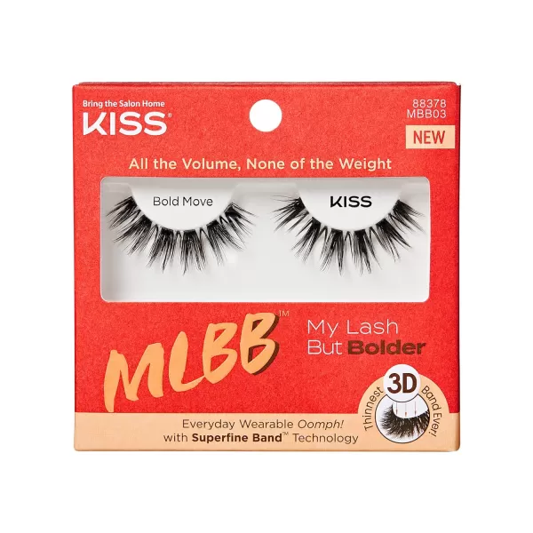 KISS My Lash But Bolder, False Eyelashes, Big Personality', 14 mm, Includes 1 Pair, Contact Lens Friendly, Easy to Apply, Reusable Strip Lashes, Glue-On)
