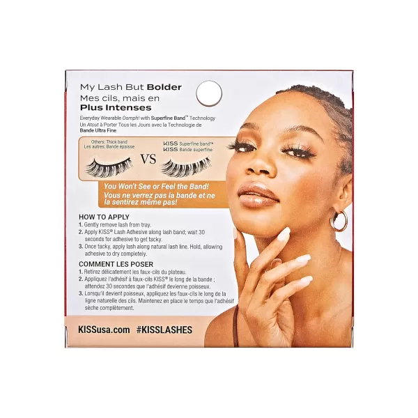 KISS My Lash But Bolder, False Eyelashes, Big Personality', 14 mm, Includes 1 Pair, Contact Lens Friendly, Easy to Apply, Reusable Strip Lashes, Glue-On)