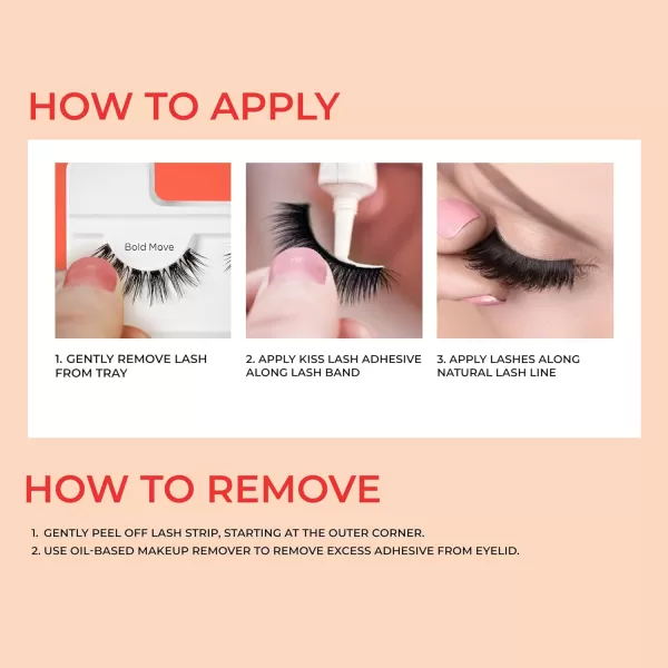 KISS My Lash But Bolder, False Eyelashes, Big Personality', 14 mm, Includes 1 Pair, Contact Lens Friendly, Easy to Apply, Reusable Strip Lashes, Glue-On)