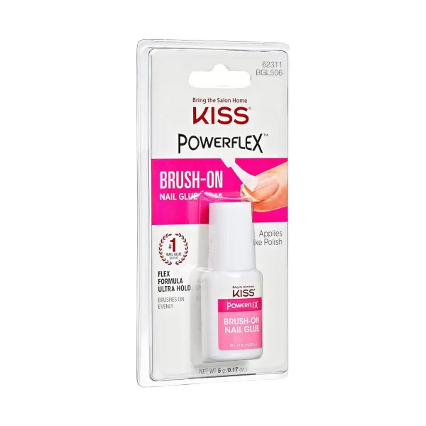 KISS PowerFlex Brush-On Nail Glue for Press On Nails, Ultra Hold Flex Formula Nail Adhesive, Includes One Bottle 5g  with Twist-Off Cap &amp; Brush Applicator)