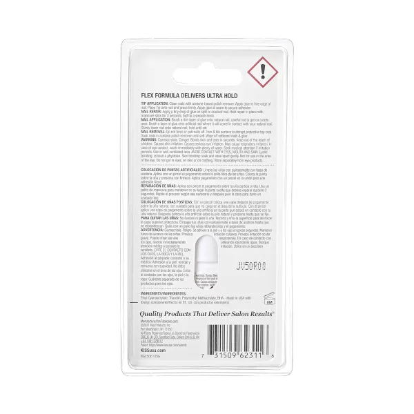 KISS PowerFlex Brush-On Nail Glue for Press On Nails, Ultra Hold Flex Formula Nail Adhesive, Includes One Bottle 5g  with Twist-Off Cap &amp; Brush Applicator)