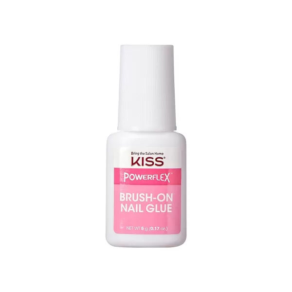 KISS PowerFlex Brush-On Nail Glue for Press On Nails, Ultra Hold Flex Formula Nail Adhesive, Includes One Bottle 5g  with Twist-Off Cap &amp; Brush Applicator)