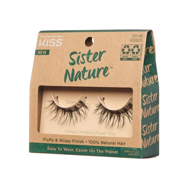 KISS Sister Nature False Eyelashes, Sage', 12 mm, 100% Natural Hair, Recyclable Paper Box, Printed with Soy Ink, Cruelty Free, Vegan, Includes 1 Pair of Reusable Strip Lashes