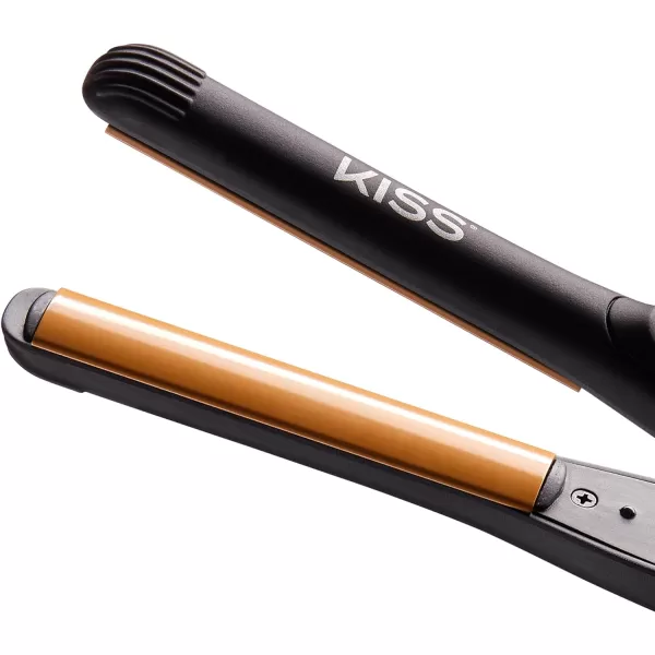 KISS Tourmaline Ceramic Flat Iron Hair Straightener &amp; Styling Tool, 1/2" Thick Extra Long Rounded Curved Plates, 30 Second Heat Up, 450° F Max Temperature, Black