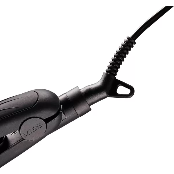 KISS Tourmaline Ceramic Flat Iron Hair Straightener &amp; Styling Tool, 1/2" Thick Extra Long Rounded Curved Plates, 30 Second Heat Up, 450° F Max Temperature, Black