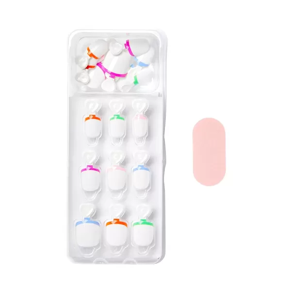 KISS imPRESS Mini Press-On Nails Manicure for Kids - 'French Pop' - Beginner Nail Art Set with Nail File &amp; 20 Fake Nails