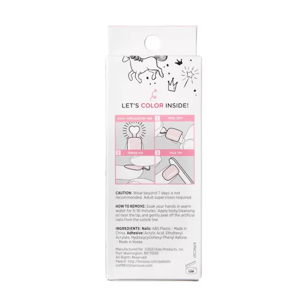 KISS imPRESS Mini Press-On Nails Manicure for Kids - 'French Pop' - Beginner Nail Art Set with Nail File &amp; 20 Fake Nails