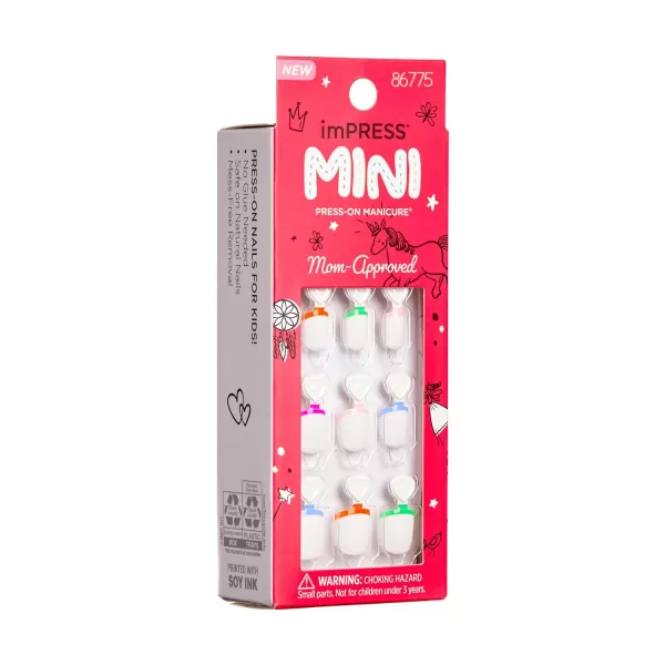 KISS imPRESS Mini Press-On Nails Manicure for Kids - 'French Pop' - Beginner Nail Art Set with Nail File &amp; 20 Fake Nails